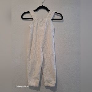 Zara Kids White Eyelet Overalls